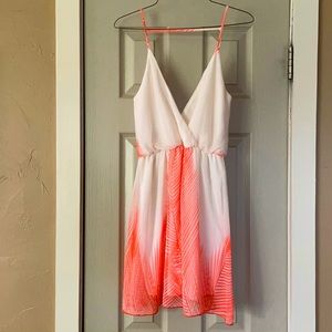 Bright flowy white and pink dress